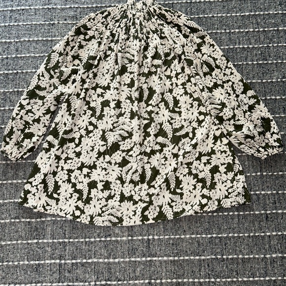 VILA Dark Green Cream Floral Tunic Dress M - Picture 6 of 6